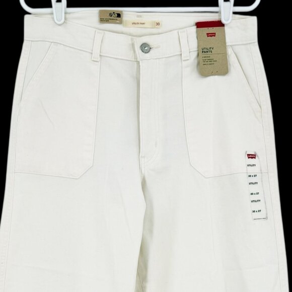 Levi's Women's Stretch White Utility Ankle Pants Size 30x27 Mid Rise Slim NWT - Picture 3 of 12